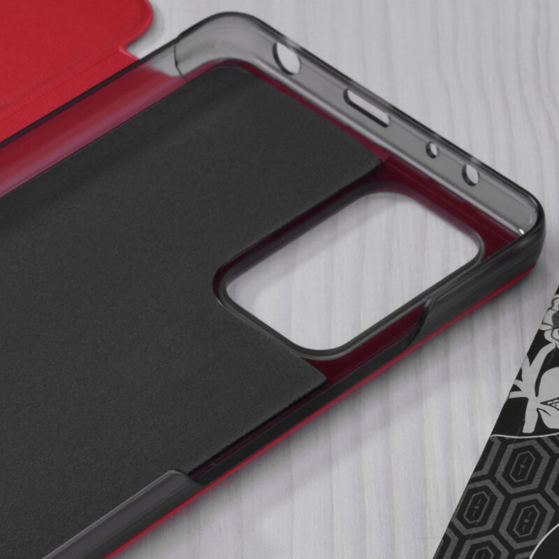 Husa Xiaomi Redmi Note 10 Pro Max Eco Leather View Flip Tip Carte - Rosu