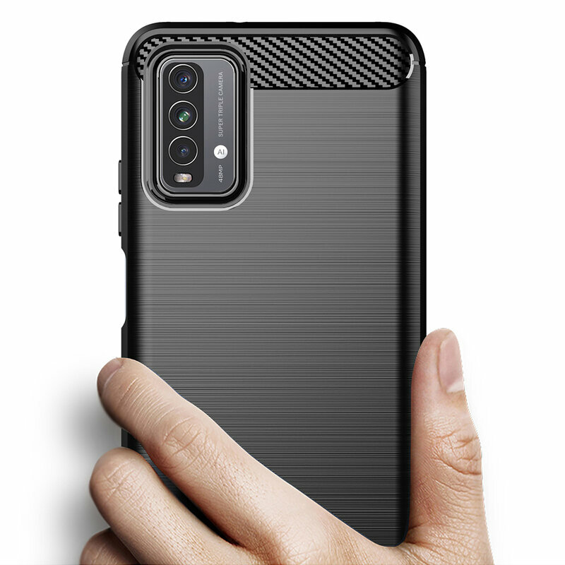 Husa Xiaomi Redmi 9 Power Techsuit Carbon Silicone, negru