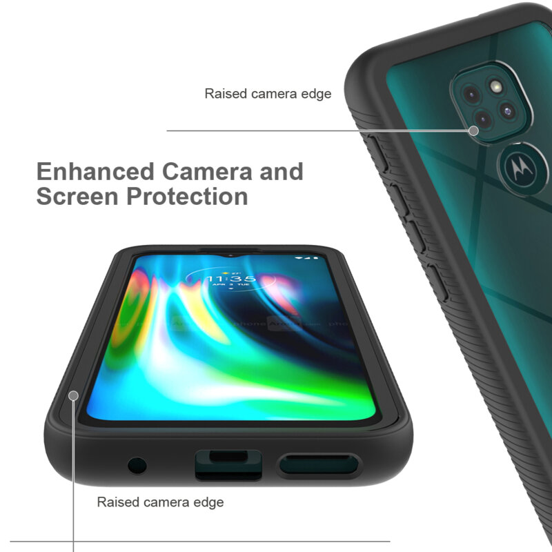 [Pachet 360°] Husa + Folie Motorola Moto E7 Plus Techsuit Defense, negru