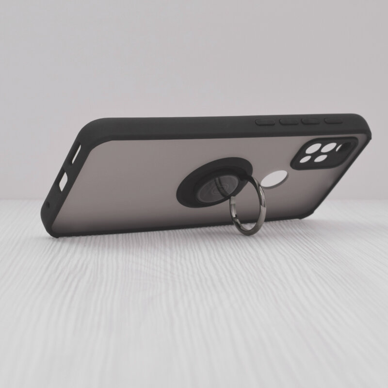 Husa Motorola Moto G30 Techsuit Glinth Cu Inel Suport Stand Magnetic - Negru