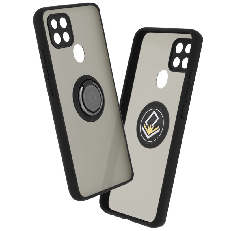 Husa Oppo A15s Techsuit Glinth Cu Inel Suport Stand Magnetic - Negru