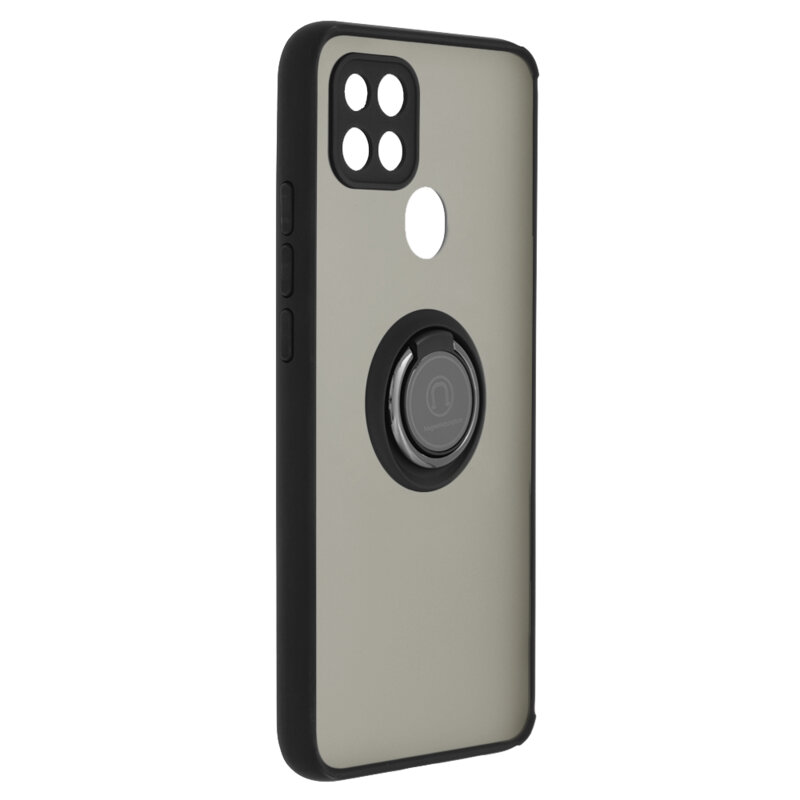Husa Oppo A15s Techsuit Glinth Cu Inel Suport Stand Magnetic - Negru