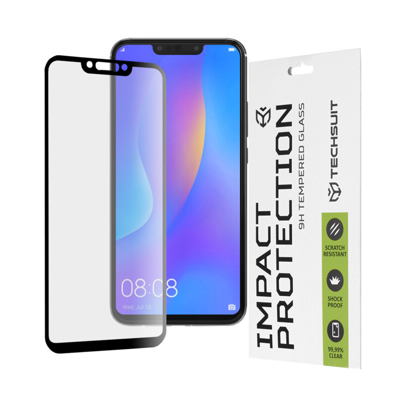 Folie sticla Huawei Nova 3i Techsuit 111D Full Glue Full Cover, negru