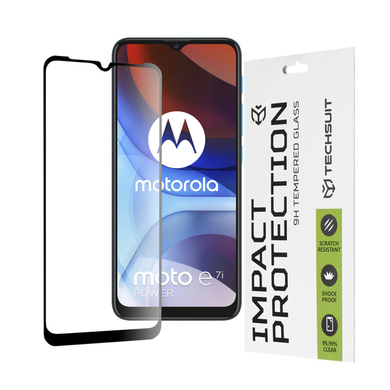 Folie sticla Motorola Moto E7i Power Techsuit 111D Full Glue Full Cover, negru