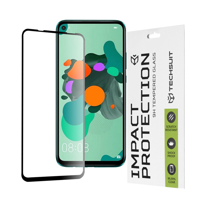 Folie sticla Huawei Mate 30 Lite Techsuit 111D Full Glue Full Cover, negru