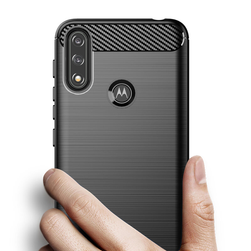 Husa Motorola Moto E7i Power Techsuit Carbon Silicone, negru