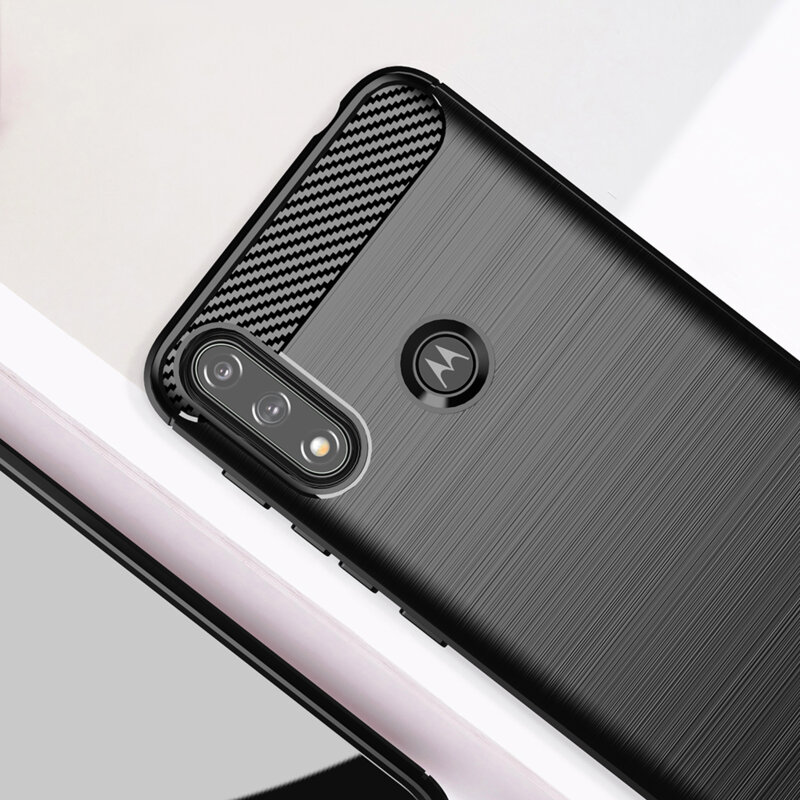 Husa Motorola Moto E7i Power Techsuit Carbon Silicone, negru
