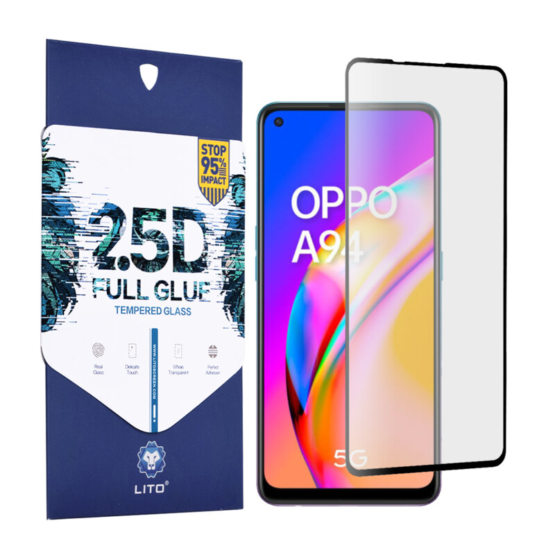 Folie sticla Oppo A94 5G Lito 2.5D Full Glue, negru