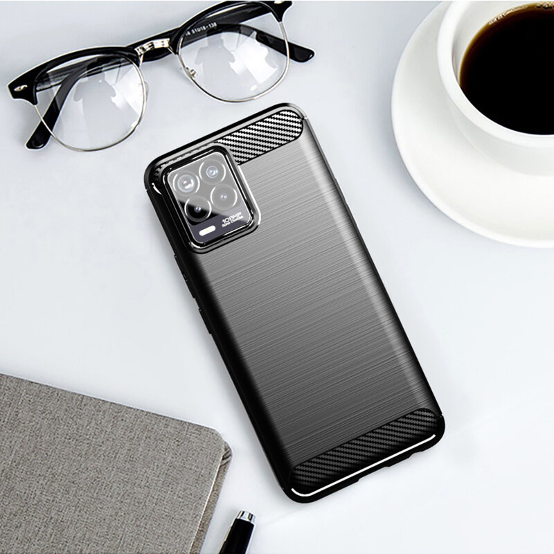 Husa Realme 8 Pro Techsuit Carbon Silicone - Negru