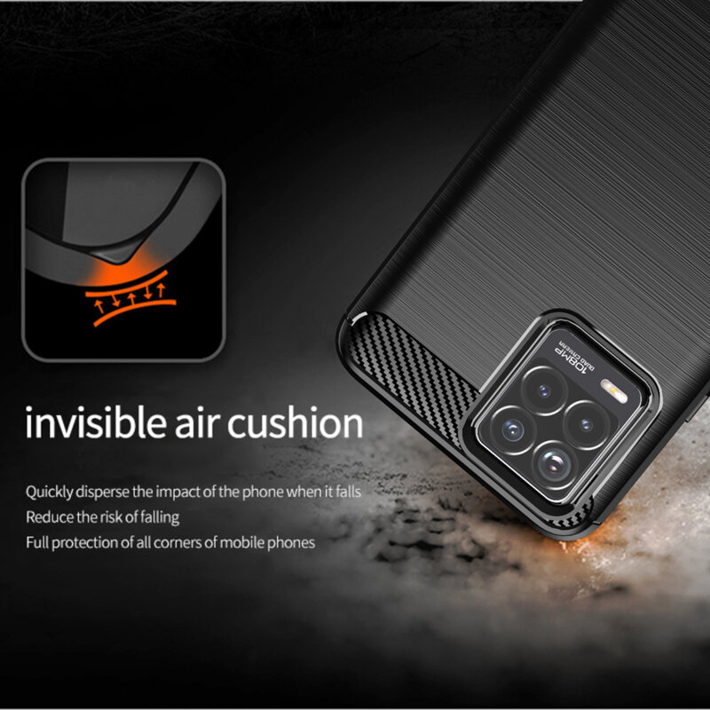 Husa Realme 8 Pro Techsuit Carbon Silicone - Negru