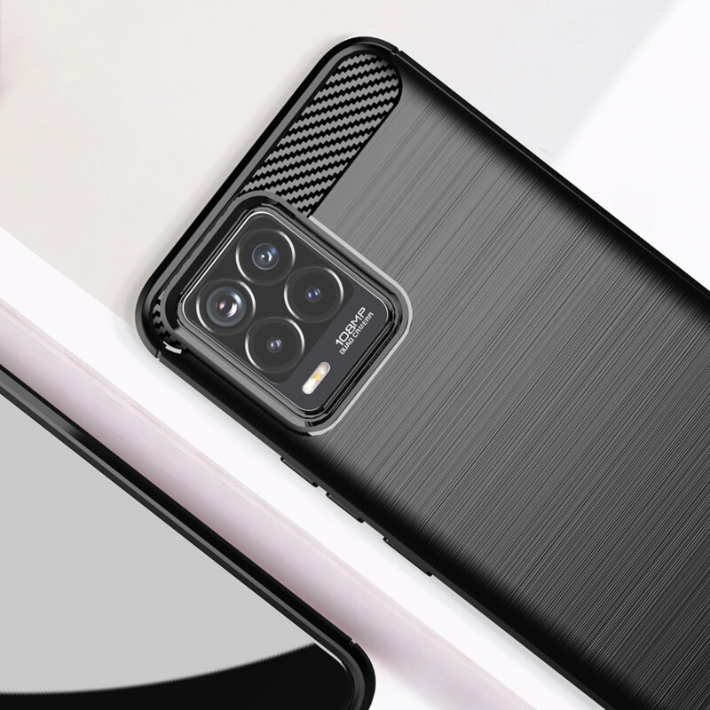 Husa Realme 8 Pro Techsuit Carbon Silicone - Negru