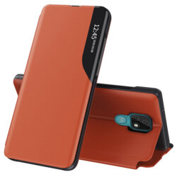 Husa Motorola Moto E7 Plus Eco Leather View flip tip carte - portocaliu