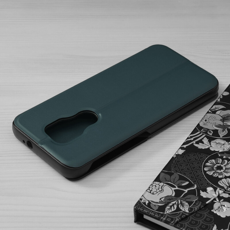 Husa Motorola Moto E7 Plus Eco Leather View flip tip carte - verde