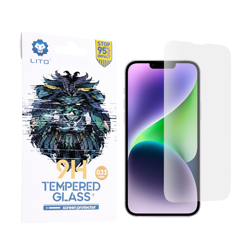 Folie sticla iPhone 14 Plus Lito 9H Tempered Glass, clear