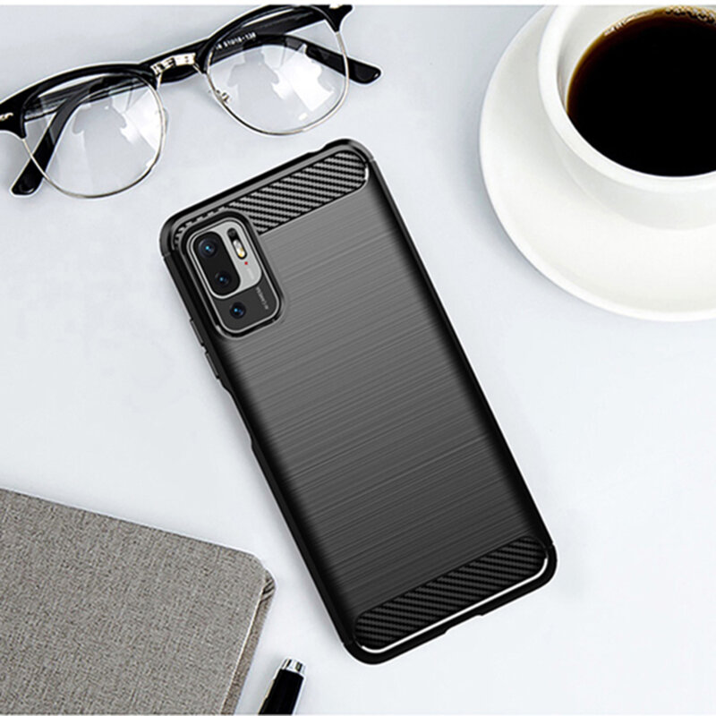 Husa Xiaomi Poco M3 Pro 5G Techsuit Carbon Silicone, negru