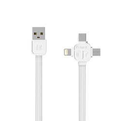 Cablu de date Remax 3in1USB - USB-C-Micro-USB-Lightning - Alb