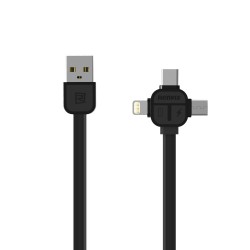 Cablu de date Remax 3in1USB - USB-C-Micro-USB-Lightning - Negru