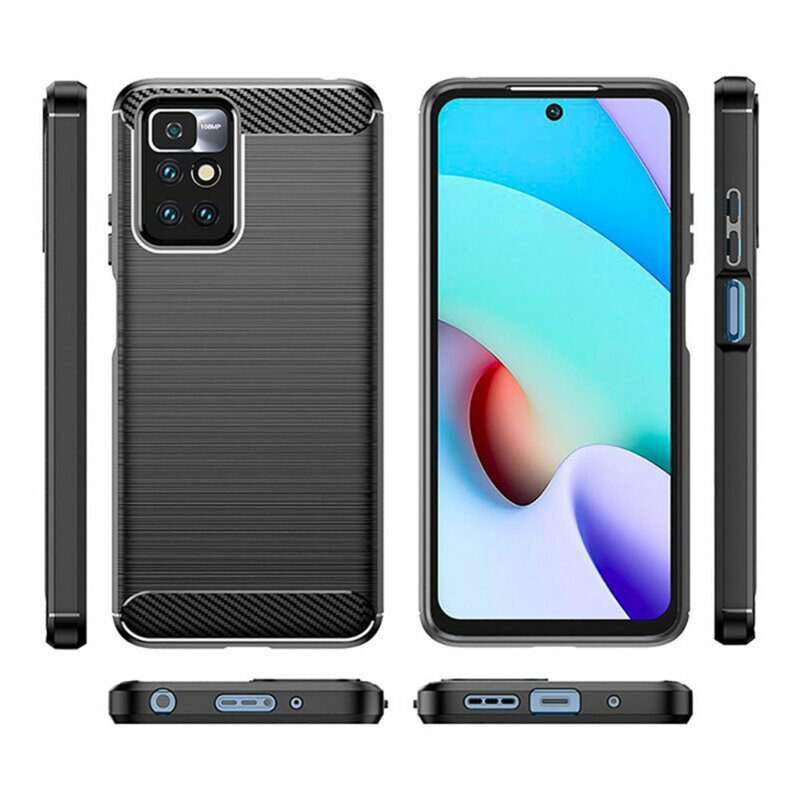 Husa Xiaomi Redmi 10 2022 Techsuit Carbon Silicone, negru
