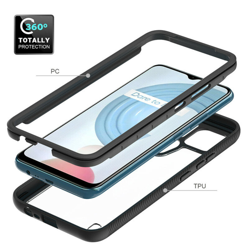 [Pachet 360°] Husa + folie Realme C25Y Techsuit Defense, negru