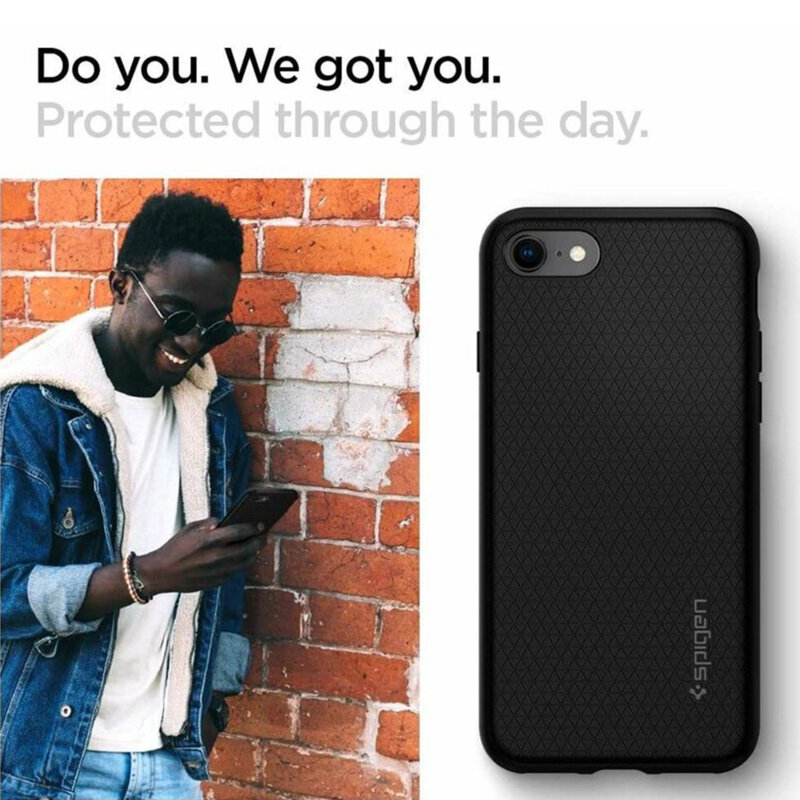 Husa iPhone SE 3, SE 2022 Spigen Liquid Air, negru