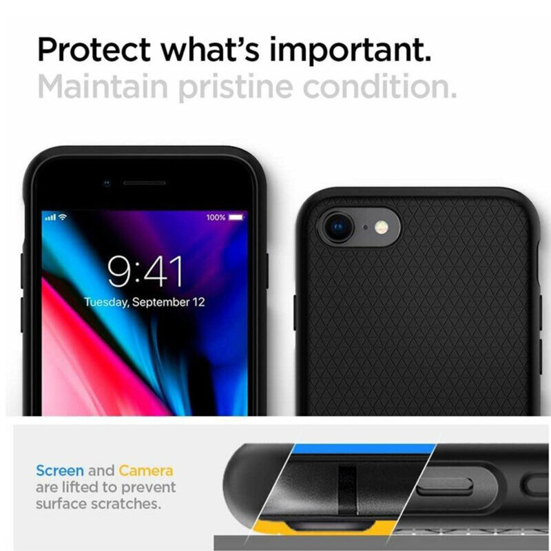 Husa iPhone SE 3, SE 2022 Spigen Liquid Air, negru
