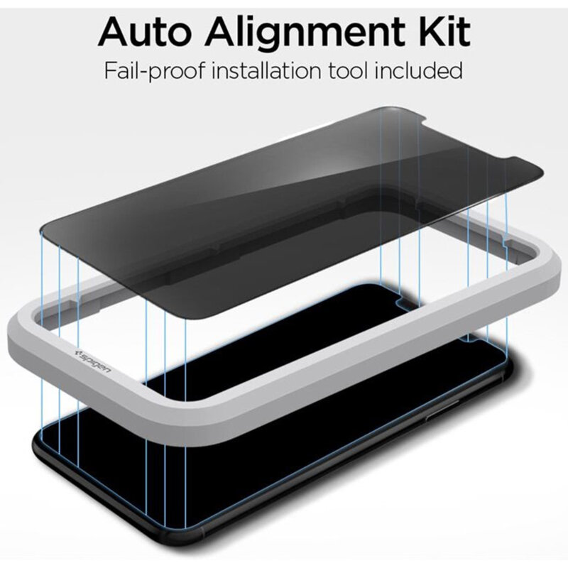 Folie Sticla iPhone XR Spigen Glas.tR Align Master Privacy - Black