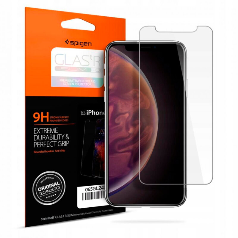 Folie Sticla iPhone XS Spigen Glas.tR Slim 9H - Clear