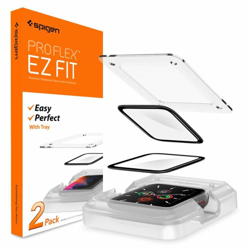 [Pachet 2x] Folie Apple Watch SE 2 (2022) 40mm Spigen ProFlex EZ Fit, negru