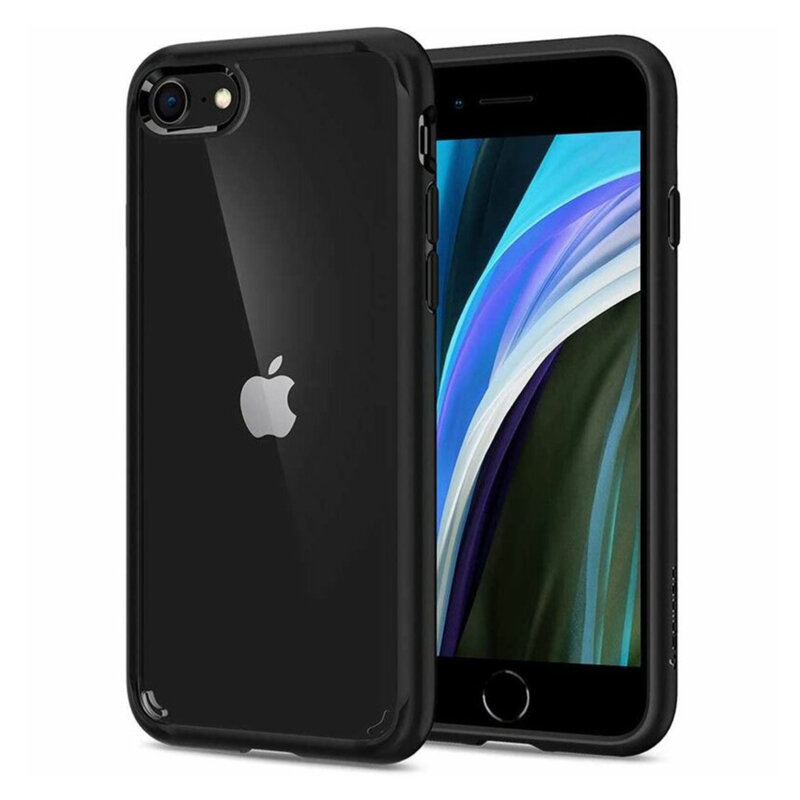 Husa transparenta iPhone SE 3, SE 2022 Spigen Ultra Hybrid, negru matte