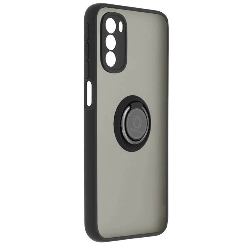 Husa Motorola Moto G41 Techsuit Glinth cu inel suport stand magnetic, negru