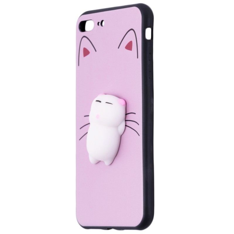 Husa Anti-Stres iPhone 7 Plus 3D Bubble - White Cat