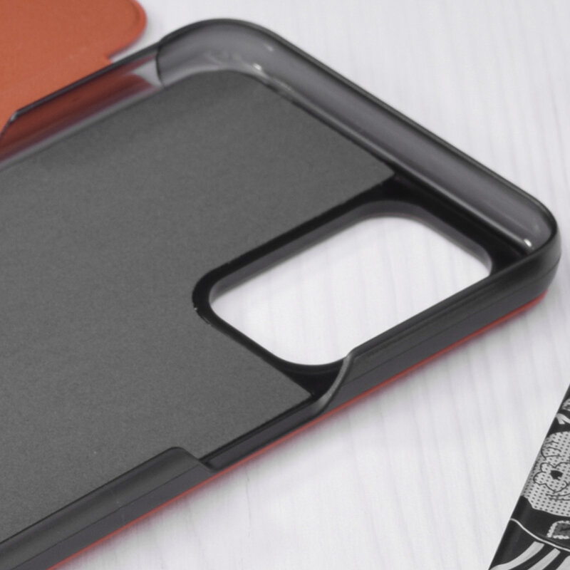 Husa Oppo A74 5G Eco Leather View flip tip carte, portocaliu