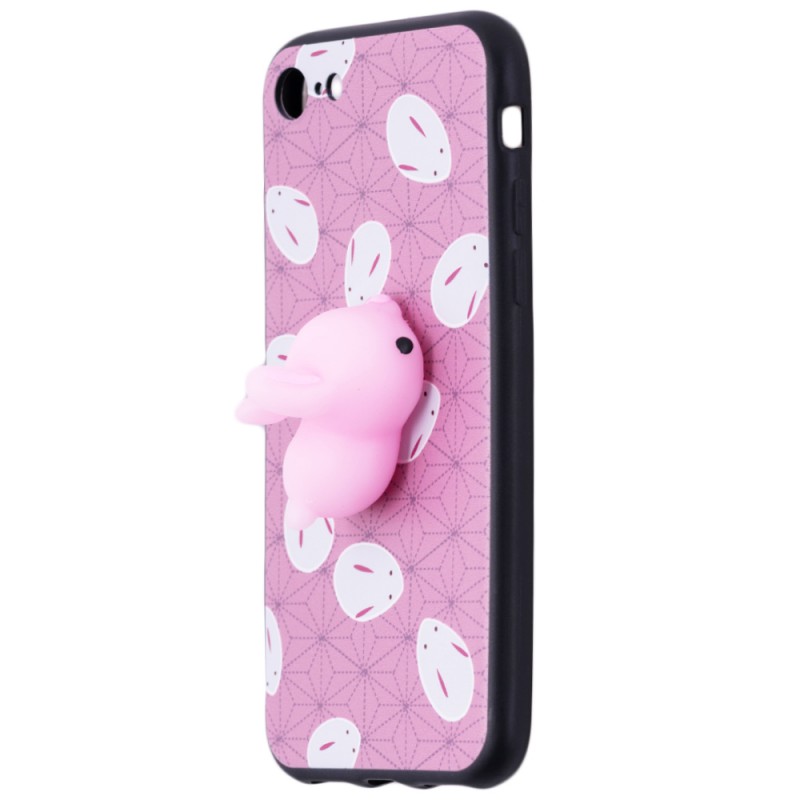Husa Anti-Stres iPhone 7 3D Bubble - Pink Rabbit