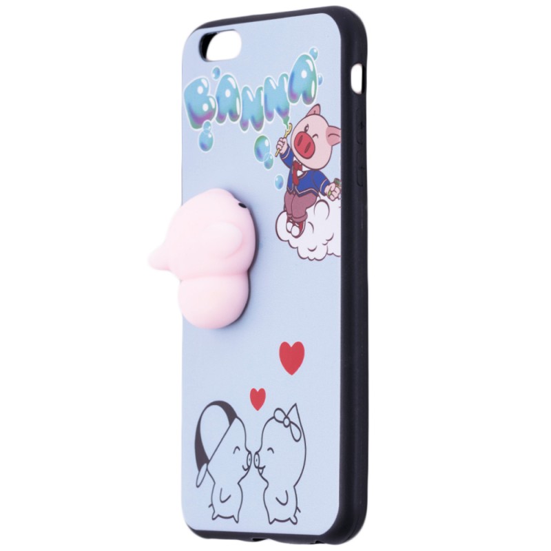 Husa Anti-Stres iPhone 6 Plus, 6S Plus 3D Bubble - Love Piggy