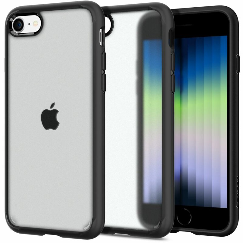 Husa transparenta iPhone SE 3, SE 2022 Spigen Ultra Hybrid, negru frost