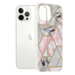 Husa iPhone 12 Pro Techsuit Marble, roz
