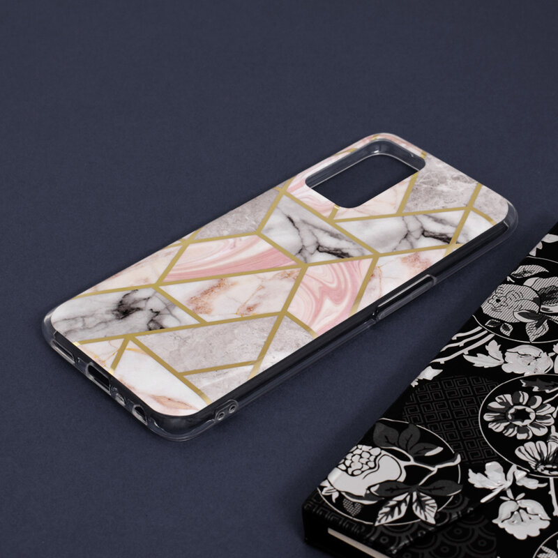 Husa Oppo A96 Techsuit Marble, roz