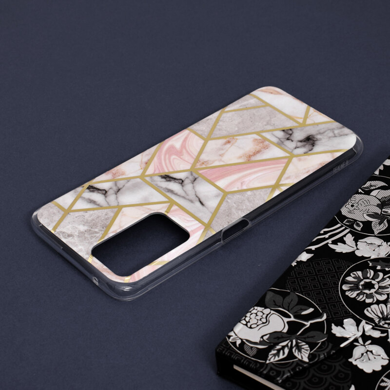 Husa Oppo A96 Techsuit Marble, roz