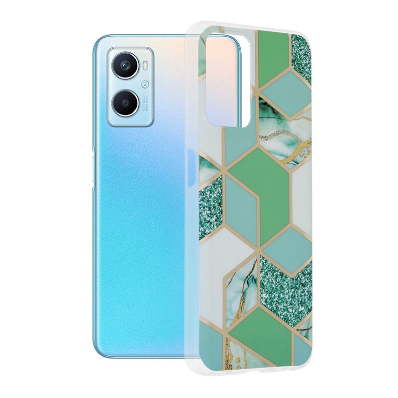 Husa Oppo A96 Techsuit Marble, verde