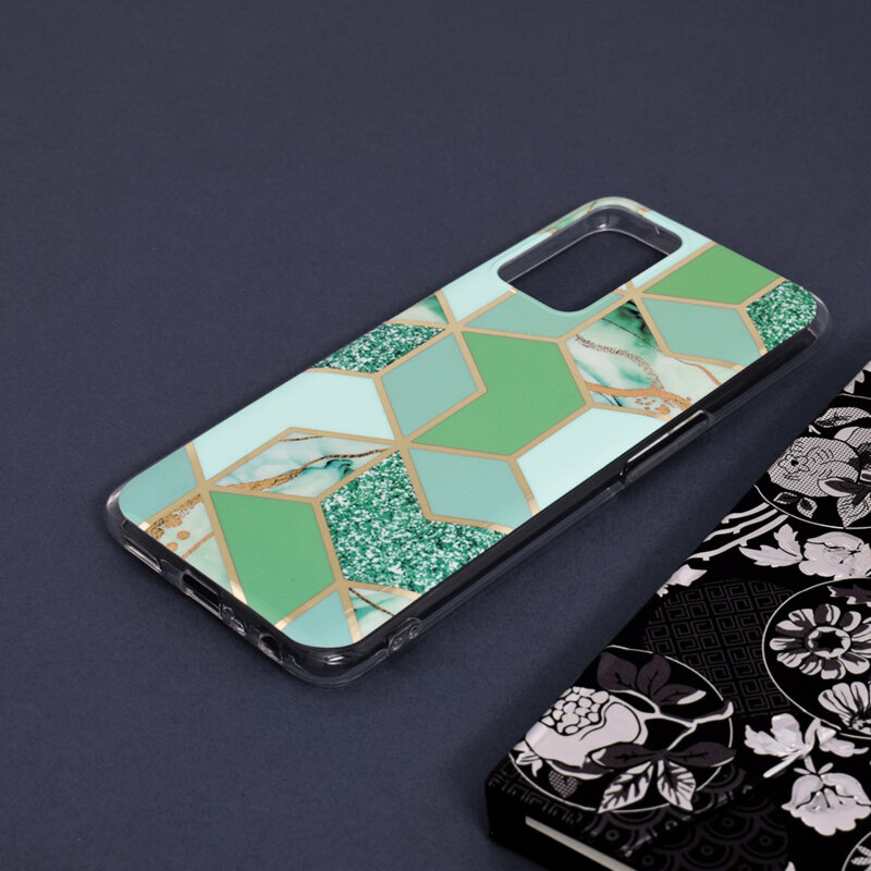 Husa Oppo A96 Techsuit Marble, verde