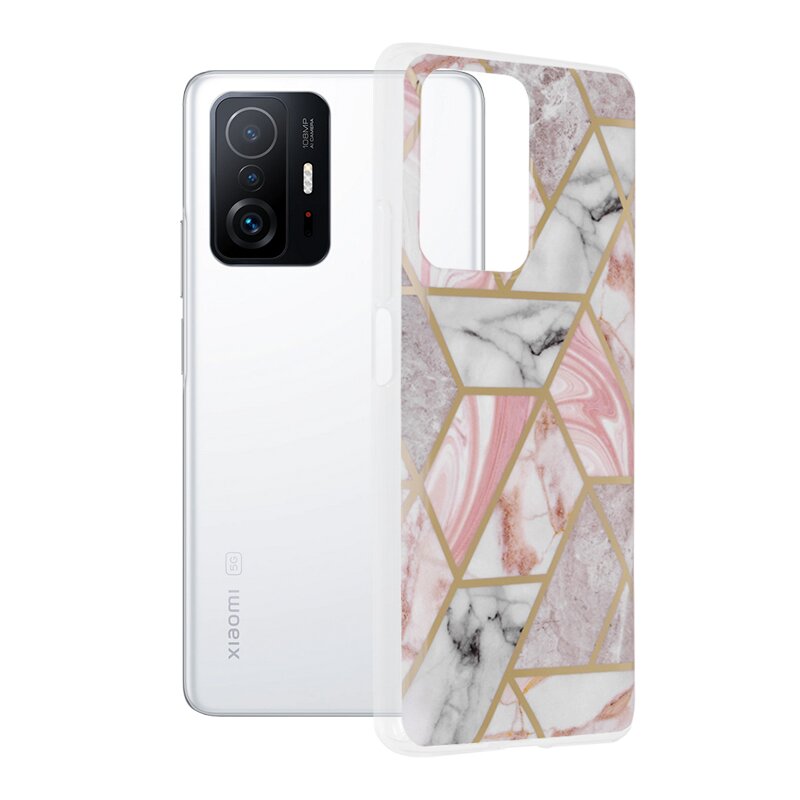 Husa Xiaomi 11T Pro Techsuit Marble, roz