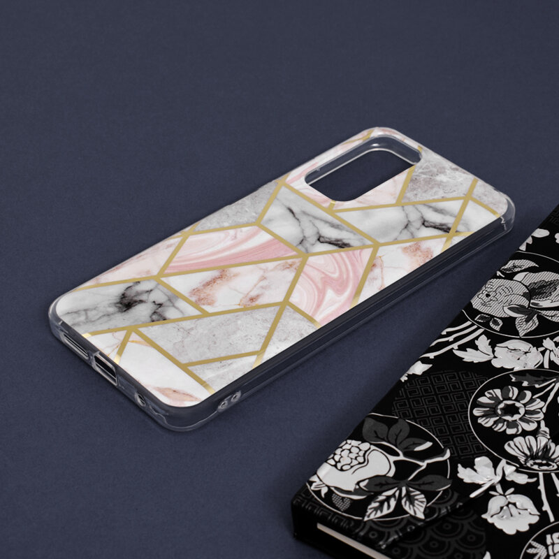 Husa Xiaomi Redmi Note 11S Techsuit Marble, roz