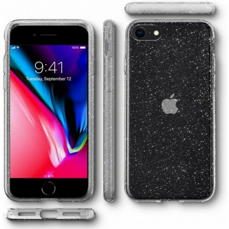 Husa iPhone SE 3, SE 2022 Spigen Liquid Crystal Glitter, Crystal Quartz