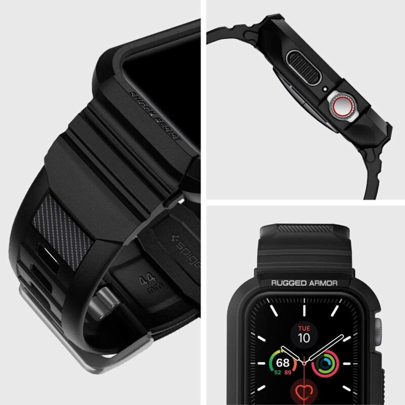 [Pachet Husa + Curea] Apple Watch 5 44mm Spigen Rugged Armor Pro - Black