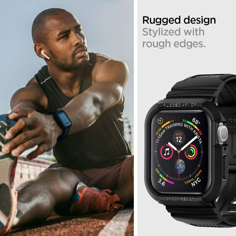 [Pachet Husa + Curea] Apple Watch 6 44mm Spigen Rugged Armor Pro - Black