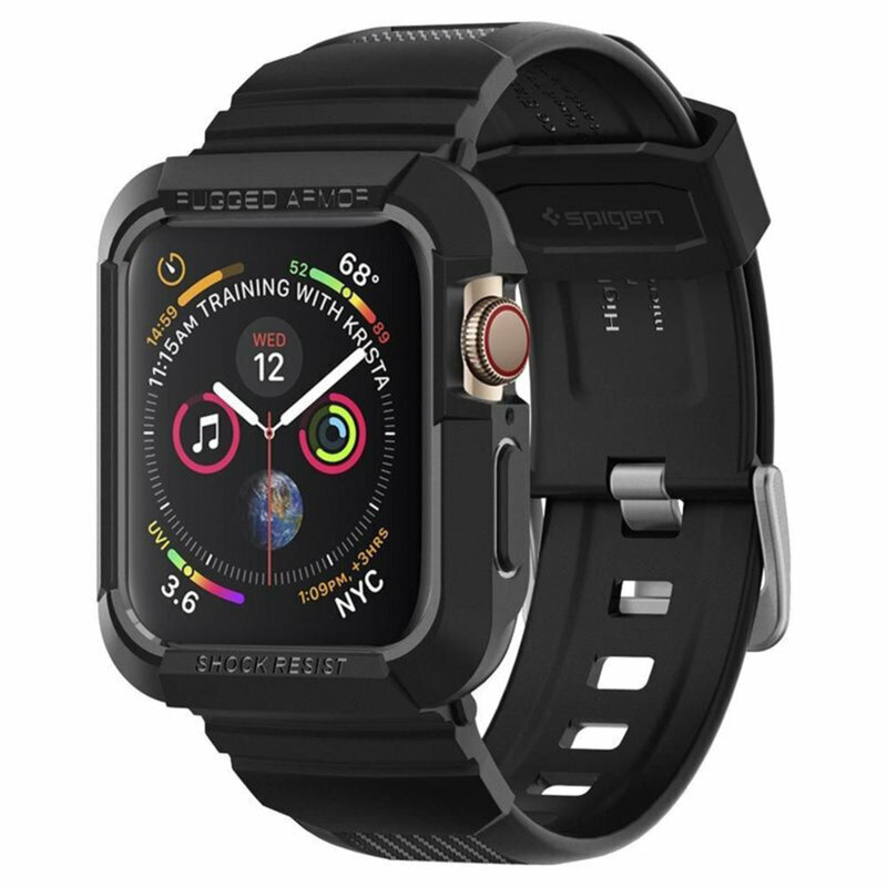 [Pachet husa + curea] Apple Watch SE 2 (2022) 44mm Spigen Rugged Armor Pro, negru