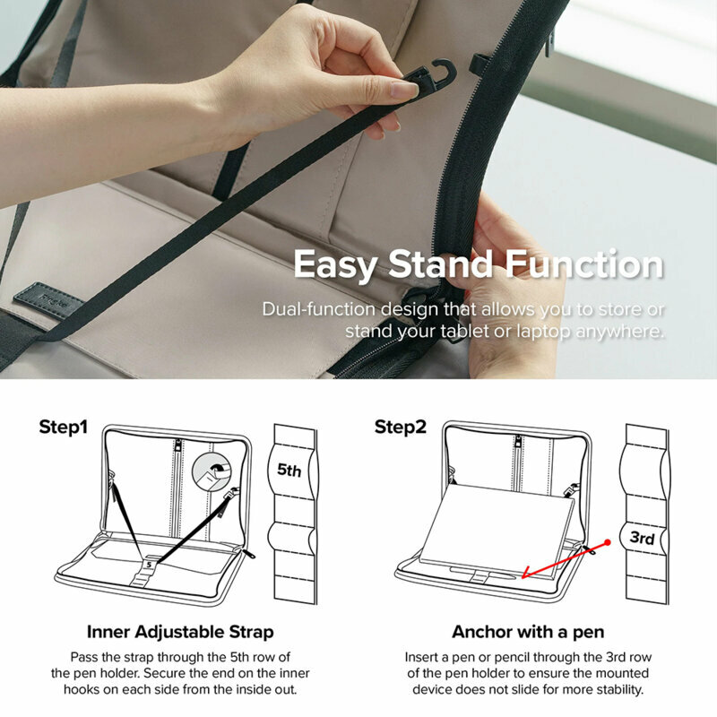 Husa Apple iPad Pro 2020 12.9 A2069/A2232 Ringke Smart Zip Pouch, bej