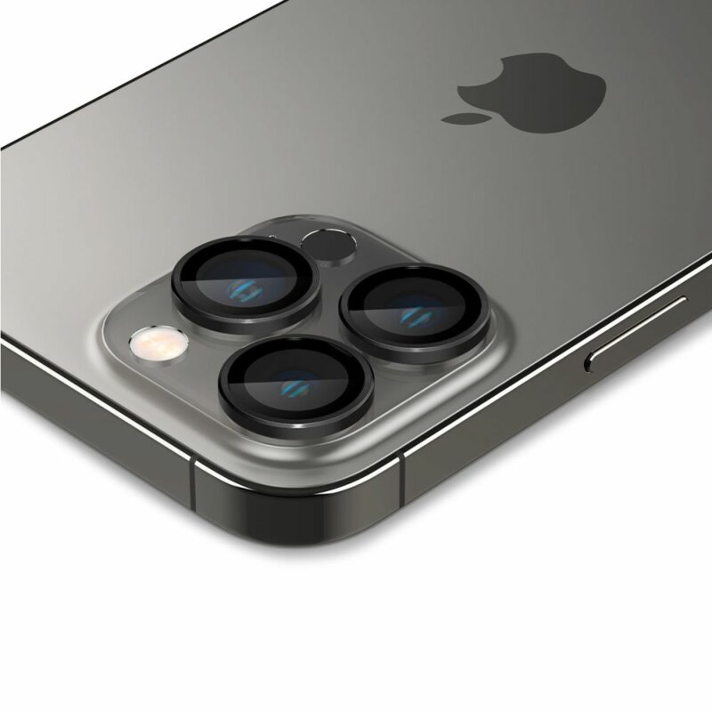 [Pachet 2x] Folie sticla camera iPhone 14 Pro Max Spigen Glas.tR Optik Pro EZ FIT, negru