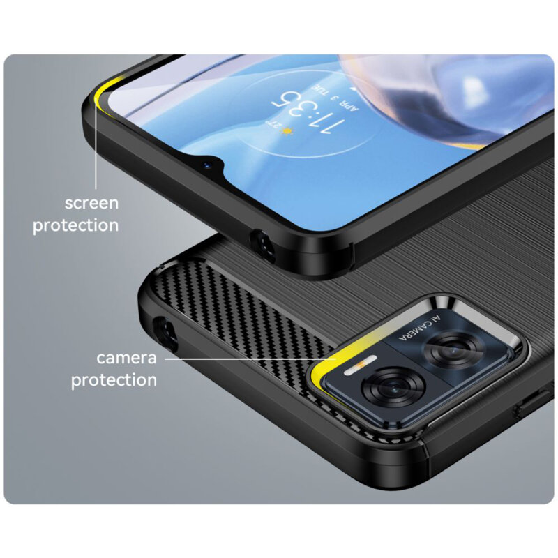 Husa Motorola Moto E22i Techsuit Carbon Silicone, negru