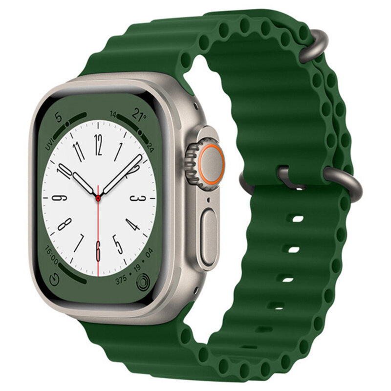 Curea Apple Watch 7 45mm Techsuit, verde inchis, W038